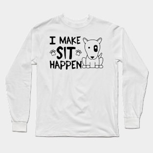 I Make Sit Happen Bull Terrier Eye Patch - Dog Love Black Long Sleeve T-Shirt